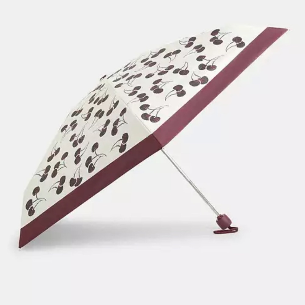 NWT Authentic COACH Uv Protection Mini Umbrella
With Cherry Print